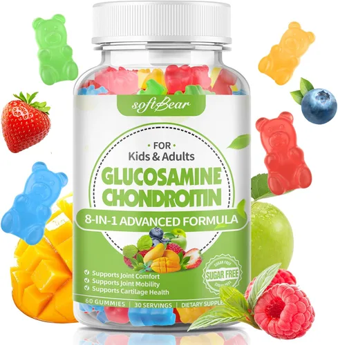 Miniatura 9 de softbear Gomitas de condroitina de glucosamina, sin azúcar, glucosamina condroitina, MSM, suplemento con cúrcuma de saúco que apoya la salud
