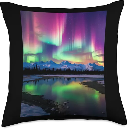 Miniatura 5 de Alaska Travel Souvenir Photo & Art Studio Hh River Alaska Landscape Aurora Borealis Northern Lights Vacay Merch - Almohada de 16 x 16 pulgadas