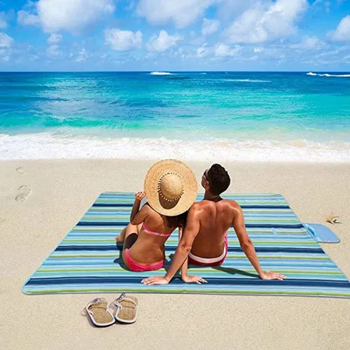 Miniatura 5 de Lchkrep Manta de Picnic Mantas de Playa 80"x60" Grande A Prueba de Arena Impermeable Camping Portátil Manta de Viaje Tapete de Juego para Exterior