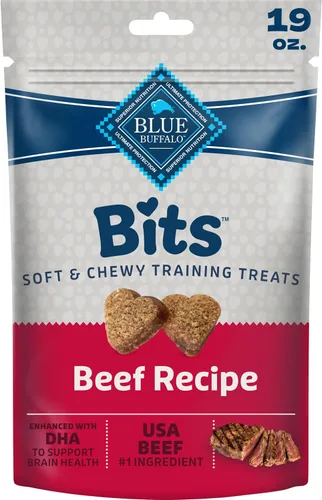 Blue Buffalo Bits Golosinas Suaves para Perros para Entrenamiento, Hechas con Ingredientes Naturales y Mejoradas con DHA, Receta de Carne de Res,