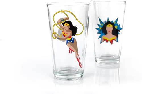 Miniatura 3 de Underground Toys Dc Wonder Woman - Juego de vasos de pinta Dos vasos de estilo cómic llenos de acción Juego de 2 vasos de edición limitada de 16