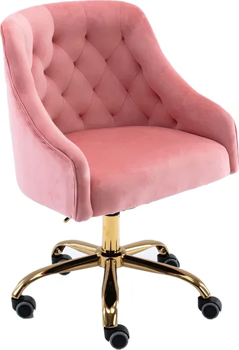 Miniatura 7 de Silla moderna de escritorio para oficina en casa con ruedas, giratoria, altura ajustable de terciopelo, sala de estar, dormitorio (negro)