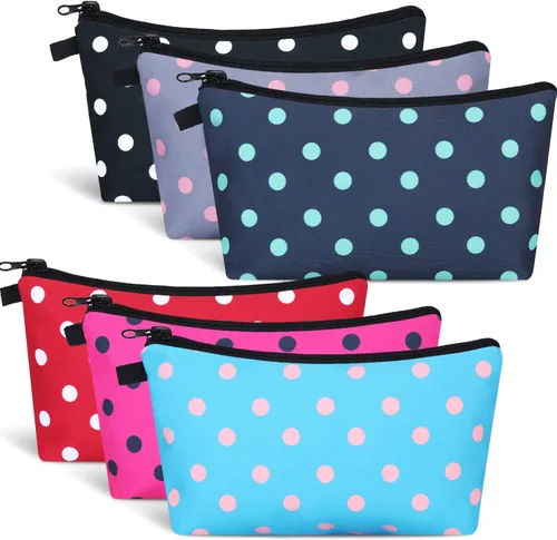 Miniatura 9 de Chuangdi Bolsa de maquillaje de 6 piezas, bolsa de aseo impermeable, bolsa de cosméticos con cremallera, bolsa de embalaje de viaje de 8.7 x 5.3