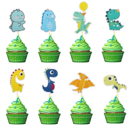 Miniatura 8 de Decoración de pastel de dinosaurio con hojas Dinsaurs para pastel de cumpleaños con temática de dinosaurios, baby shower, niños, fiesta de Hb Dino