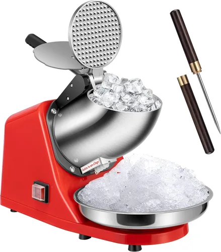 VIVOHOME Picadora de Hielo Eléctrica Trituradora Máquina para Hacer Conos de Nieve Rojo 64.86 kg/hora con Palillo de Hielo para Uso Doméstico y