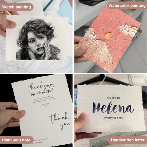 Miniatura 6 de Vellumasx 50 hojas de papel texturizado de 5 x 7 pulgadas, papel de acuarela de prensa en frío de 140 lb/300 GSM, hoja hecha a mano para acuarelas