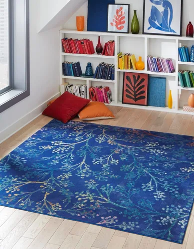 Miniatura 13 de Unique Loom Blossom Collection - Alfombra de área Yoshino (2' x 3' 1", rectangular, azul/verde)