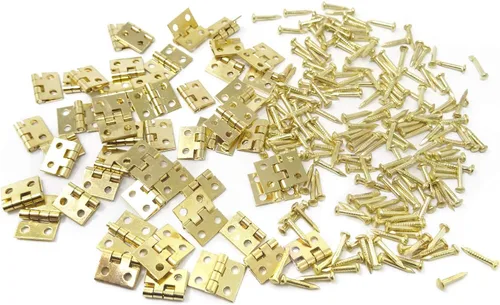 Miniatura 7 de Honbay Bisagras de casa de muñecas en miniatura, joyero, accesorios de hardware pequeño con 200 tornillos (dorado)
