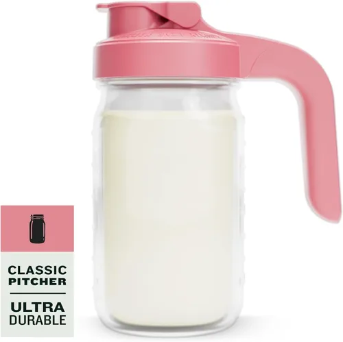 Miniatura 2 de County Line Kitchen Jarra de Vidrio Tipo Mason con Tapa - Boca Ancha, 2 Cuartos de Galón (64 oz) - Resistente, A Prueba de Fugas - Jarra para Té
