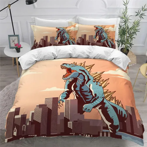 Miniatura 17 de Juego de funda de edredón de tamaño individual, funda de edredón de dinosaurio para hombres, juego de ropa de cama 3D para niños y niños, microfibra