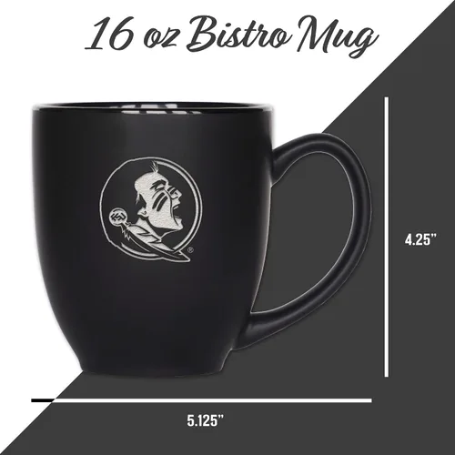 Miniatura 4 de Rico Industries - Taza de cerámica mate negra con grabado láser estándar de 15oz para NCAA (escuelas T & U) - Para bebidas calientes o frías