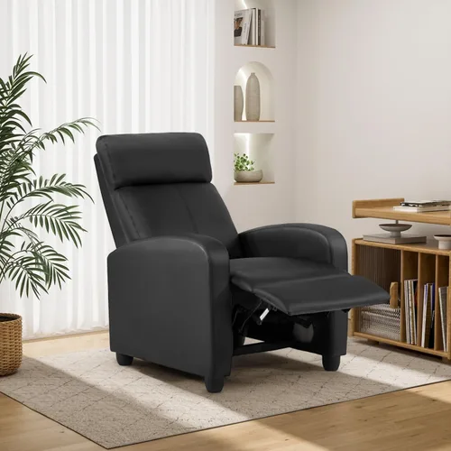 Miniatura 8 de BestMassage - Sillón reclinable sin función de masaje, con soporte lumbar, reclinación de empuje ajustable, reposabrazos anchos, reposapiés y Negro
