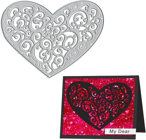 Miniatura 8 de Estivaux Juego de 4 troqueles de marco de corazón de San Valentín para hacer tarjetas, juego de troqueles de corte de marco de amor, plantillas