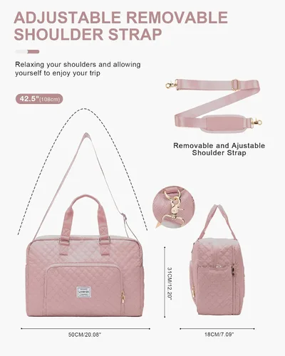 Miniatura 5 de Bolsa de lona de viaje, bolsa de fin de semana para mujer, R2-pink, Bolsa de viaje