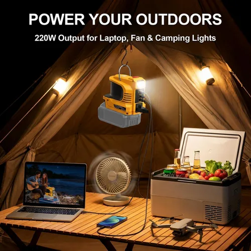 Miniatura 4 de Inversor de corriente real de 220 W compatible con batería DeWalt de 20 V, CC 20 V a CA 110 V-120 V estación de energía portátil con 1 salida de CA