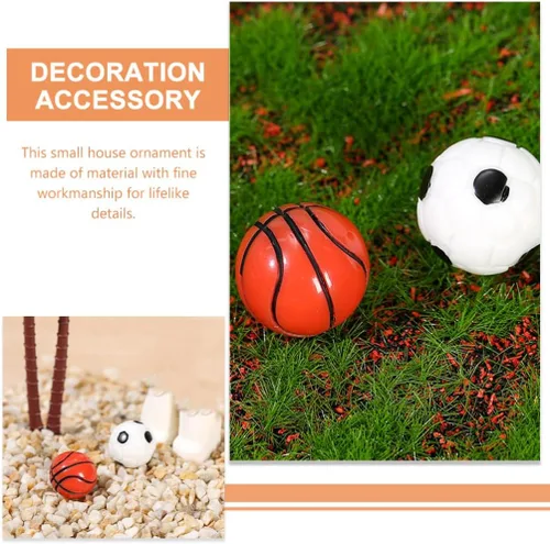Miniatura 7 de Toddmomy 20 pelotas deportivas en miniatura, mini pelotas de fútbol y baloncesto de resina de 0.6 pulgadas para accesorios de casa de muñecas