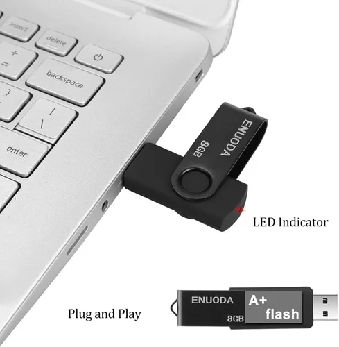 Miniatura 4 de Unidad flash de 8 GB, paquete de 2 unidades de memoria ENUODA Thumb Drives de 8 GB, diseño giratorio USB 2.0, unidad de bolígrafo