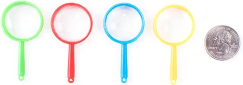 Miniatura 5 de Super Z Outlet Mini lupas de 2 pulgadas con bolsillo de plástico para niños, detective, explorador, manualidades, recuerdos coloridos para fiestas
