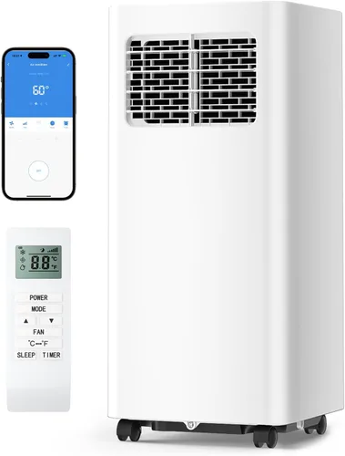Miniatura 10 de Feelfunn Aire acondicionado portátil de 8000 BTU, 3 en 1, enfría 350 pies cuadrados, CA silenciosa con ventilador y deshumidificador, pantalla LED
