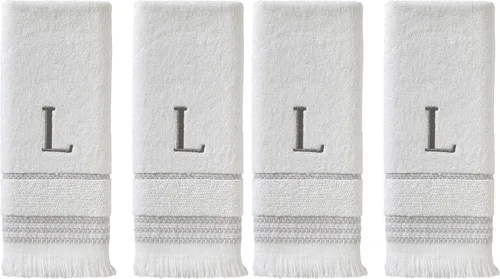 Miniatura 65 de SKL Home Toalla de baño casual con monograma, S, 28 x 54 pulgadas, color blanco