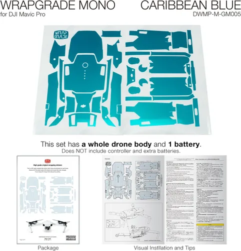 Miniatura 7 de Wrapgrade Mono Skin para DJI Mavic Pro (azul caribeño)