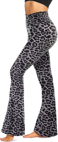 Miniatura 10 de TNNZEET Leggings acampanados negros para mujer, pantalones de yoga cruzados con bolsillos, corte de bota, leggings acampanados