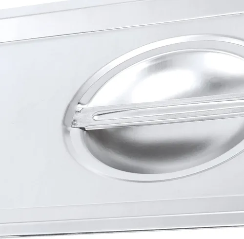 Miniatura 2 de PINGEUI Paquete de 8 tapas de mesa de vapor de acero inoxidable de tamaño 1/3, cubierta sólida para sartén de hotel con asa para bandeja