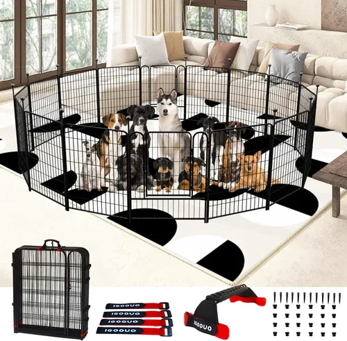 Miniatura 12 de Jaulas Portátiles para Perros y Corralito, Jaula de Metal de 32 Pulgadas para Perros Pequeños/Medianos, para Interior/Exterior, Correas
