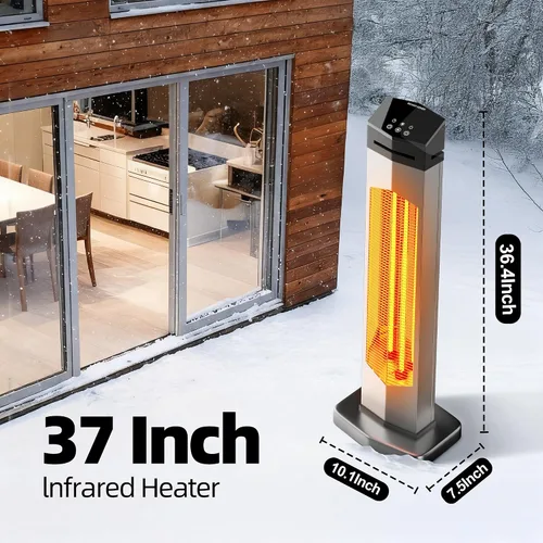 Miniatura 7 de AKIRES Calentador Eléctrico de Patio de 37 Pulgadas para Exteriores, Calentadores Infrarrojos Portátiles con Control Remoto, Calentador de Espacio