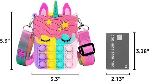 Miniatura 3 de Civan Pequeño Bolso para Reventar, Bolso de Unicornio para Niñas, Niños y Mujeres, Bolso Pop con Juguete de Unicornio Pop, Bolso de Hombro, Juguete