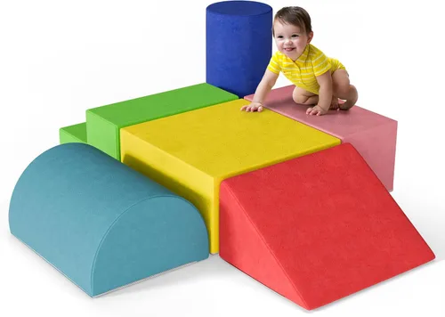 TOLEAD Bloques grandes de escalada para bebés, 6 juguetes de escalada para niños pequeños, equipo de gimnasio de espuma suave de ultra alta Clásico
