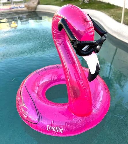 Miniatura 2 de Flotador de piscina de flamenco con sombras de coco al aire libre – Anillo inflable para piscina – Tubo de descanso duradero de larga duración