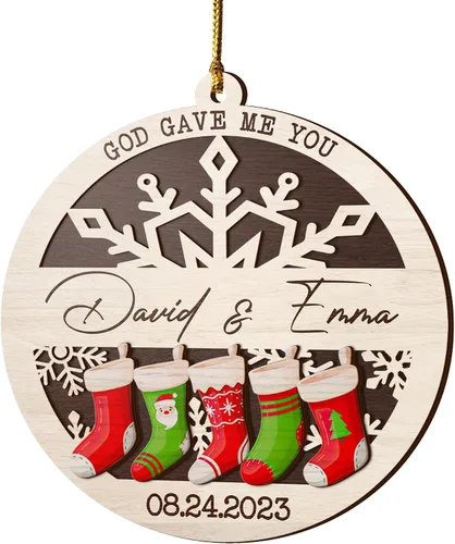 Miniatura 12 de V VIBEPY Impreso en toda la superficie, adornos personalizados para parejas, adornos de Navidad, adornos de boda, 3.5 pulgadas, adornos de 3 capas
