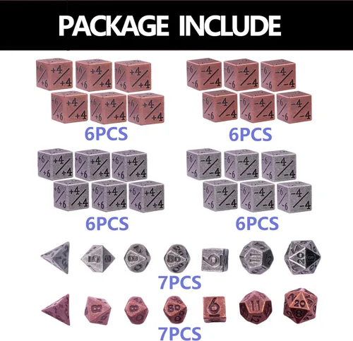 Miniatura 2 de MTG - Juego de dados de metal MTG, dados de 6 lados, 24 piezas, más 14 piezas de dados de mazmorras y dragones, accesorios adecuados para MTG