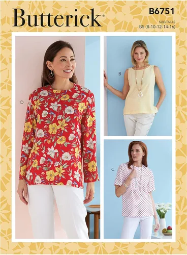 Miniatura 6 de Butterick Patrón de costura R10791 / 6751 - Misses'/Misses' Petite Pullover Tops, Talla: F5 (16-18-20-22-24)