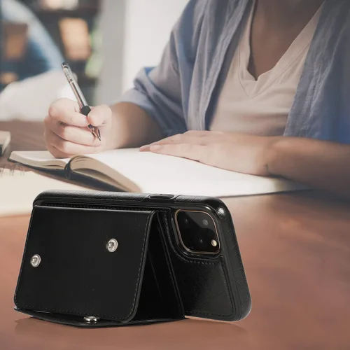 Miniatura 5 de LUVI Funda con tarjetero para iPhone 11 Pro con correa para el cuello, cadena cruzada, correa de muñeca, funda protectora con ranura para tarjeta