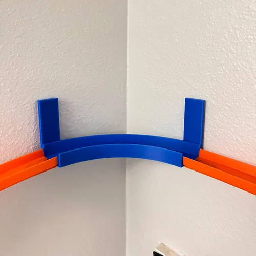 Miniatura 3 de Riel de montaje en pared de esquina compatible con Hot Wheels Giro de 90 grados con adhesivo extraíble para montaje en pared Fabricado