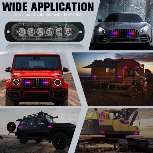 Miniatura 6 de DIBMS Luces LED de emergencia estroboscópicas, 8X Rojo Azul 6 LED de advertencia estroboscópica emergencia intermitente luz de precaución