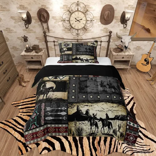 Miniatura 41 de Feelyou, juego de ropa de cama estilo vaquero tamaño individual para niños, juego de edredón occidental para niños y niñas, desierto del lejano