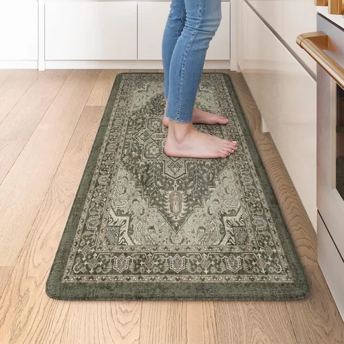 Miniatura 47 de KIMODE Alfombra de Cocina Antifatiga 2 Piezas, Alfombras de Cocina Antideslizantes e Impermeables, Alfombra de Cocina de Estilo Rústico en Gris