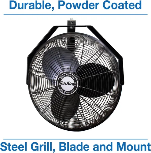 Miniatura 8 de Air King 9518 Ventilador de montaje en pared de grado industrial de 18 pulgadas, 1/6 caballos de fuerza, negro