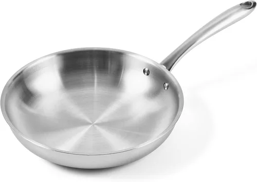 Miniatura 8 de Sartén de acero inoxidable de 5 capas, revestida completa de 5 capas, cepillada, sartén de inducción, apta para horno, apta para lavavajillas