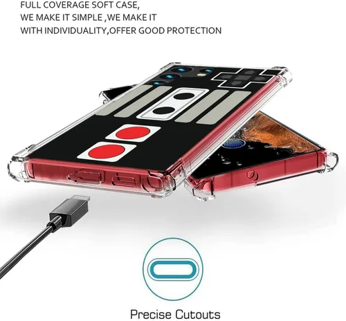 Miniatura 5 de Duro PC Parachoques A Prueba De Golpes Claro Suave Diseño Delgado Patrón Para Samsung Galaxy S22 Ultra 6.8 Pulgadas - Juego Retro Juego Retro Arcade