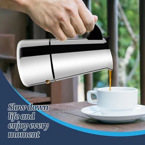Miniatura 9 de 2 Tazas Moka de Acero Inoxidable 100ml Cafetera de Espresso Italiana para Estufa Cafeteras Moka Percolador Cafetera Greca para Estufa de Inducción