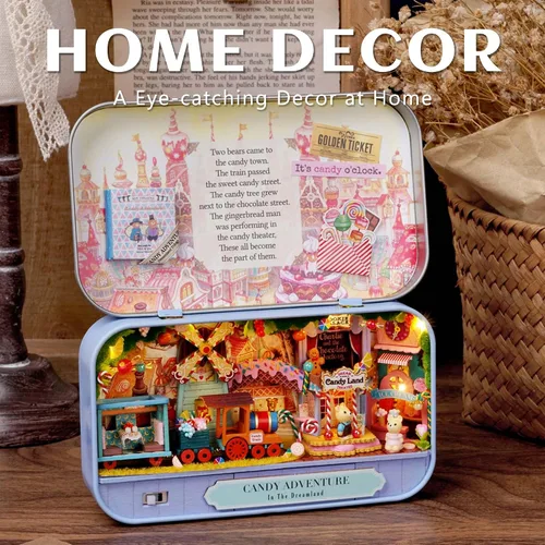 Miniatura 8 de Kisoy Casa de muñecas en miniatura con kit de muebles, modelo de casa de bricolaje hecho a mano para regalo de adolescentes y adultos