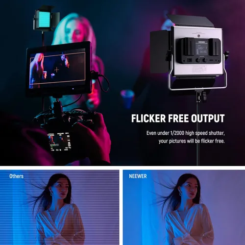 Miniatura 5 de NEEWER Luz de video LED RGB 660 PRO II mejorada con control de aplicación y kit de soporte de trípode, 2 paquetes de 50 W/1% de atenuación