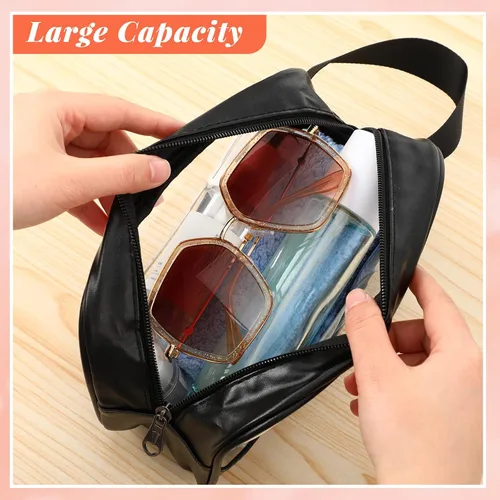 Miniatura 4 de Buryeah 12 bolsas de aseo a granel para mujeres y hombres, translúcidas, pequeñas, bolsa de maquillaje de viaje, portátil, impermeable, juego