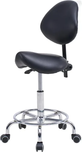 Miniatura 5 de Runboll Taburete ergonómico con respaldo y reposapiés, silla giratoria hidráulica rodante para uso dental, salón, tatuaje y spa, color negro