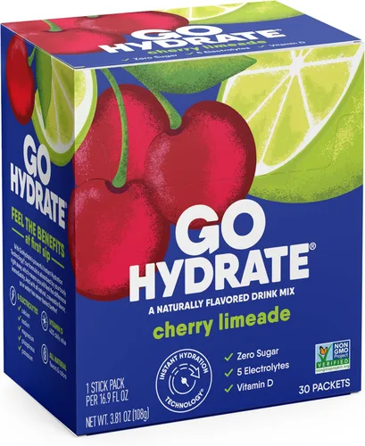 GoHydrate - Paquetes de electrolitos bajos en sodio en polvo sin azúcar - Mezcla de bebida diaria de hidratación instantánea - Paquetes individuales