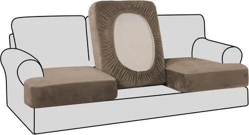 Miniatura 43 de H.VERSAILTEX Fundas de terciopelo elástico para silla con cojín en forma de T para sala de estar, funda de sofá, funda de asiento con cojín